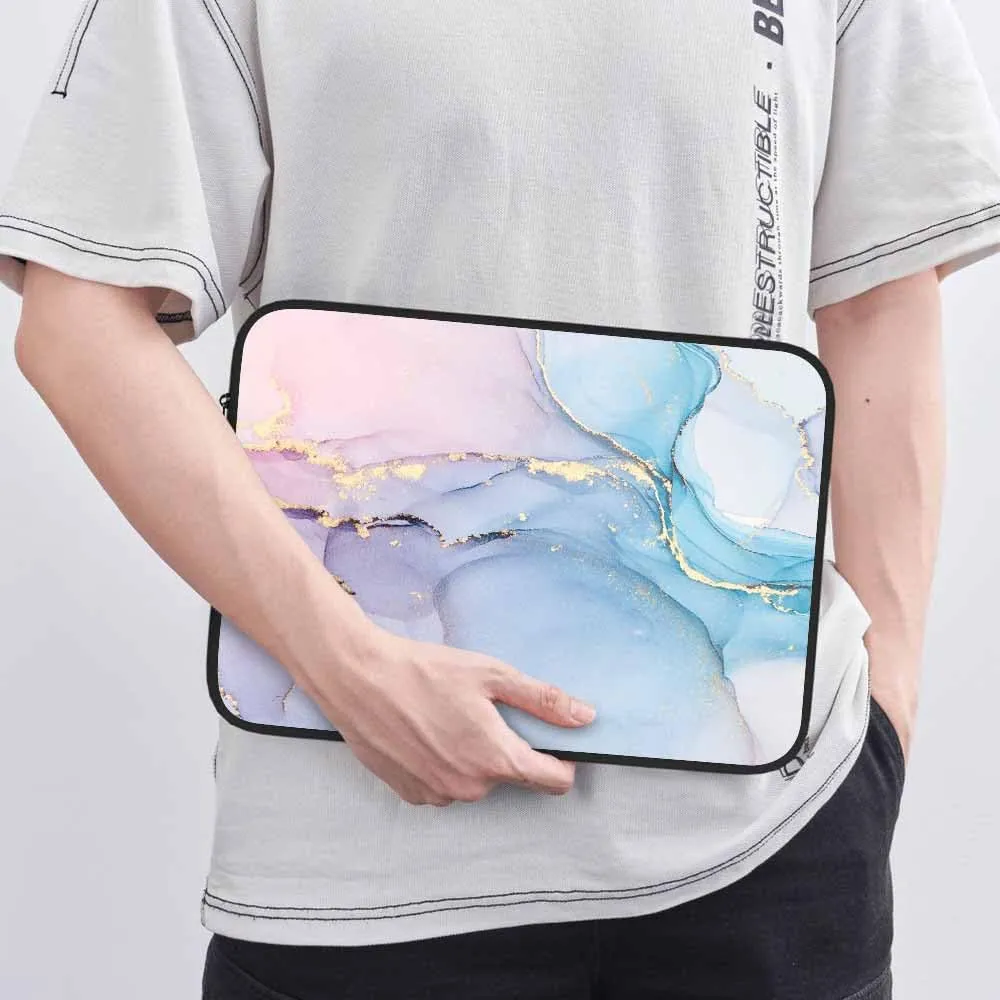 Laptop Sleeve Bag 15.4 15.6 Inch,Pink Blue Marble Abstract Liquid Fluid Art Protective Polyester Computer Cases Laptop Cover Briefcase Bag Tablet Travel Cover