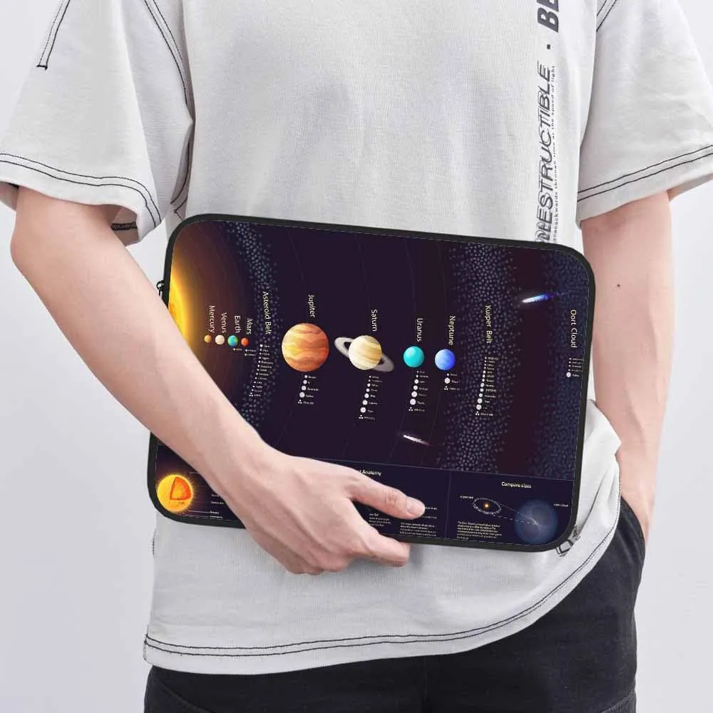 Laptop Sleeve Bag 15.4 15.6 Inch,Solar System Scientific Sun Moon Planet Space Protective Polyester Computer Cases Laptop Cover Briefcase Bag Tablet Travel Cover
