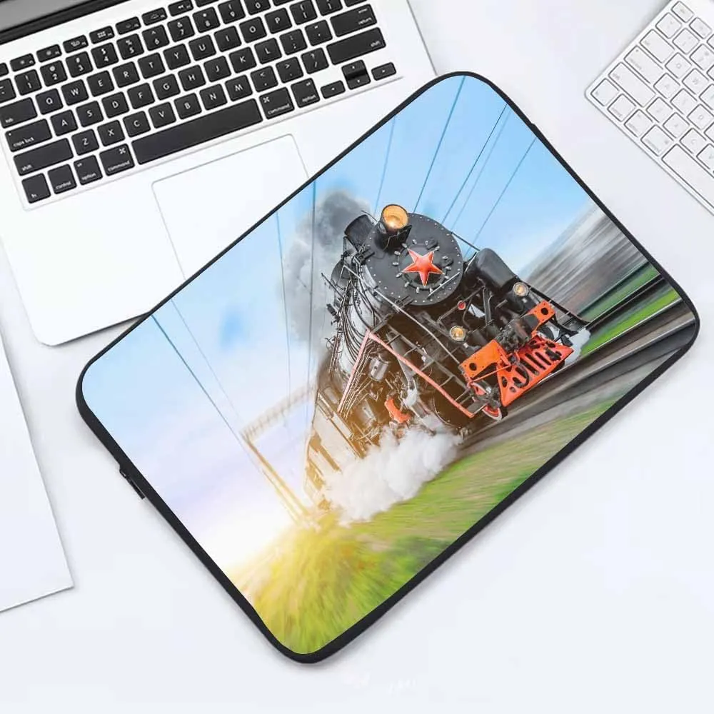 Laptop Sleeve Bag 15.4 15.6 Inch,Vintage Black Steam Locomotive Train Retro Protective Polyester Computer Cases Laptop Cover Briefcase Bag Tablet Travel Cover