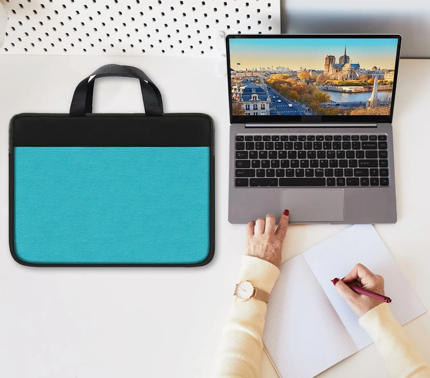 Laptop Sleeve Bag 15.6 inch, Travel Laptop Case Handbag Shockproof Protective Computer Cover Carrying Bag Briefcase for 15" 15.6" HP Asus Acer Dell Lenovo Laptop Notebook Ultrabook, (Black/Sky blue)