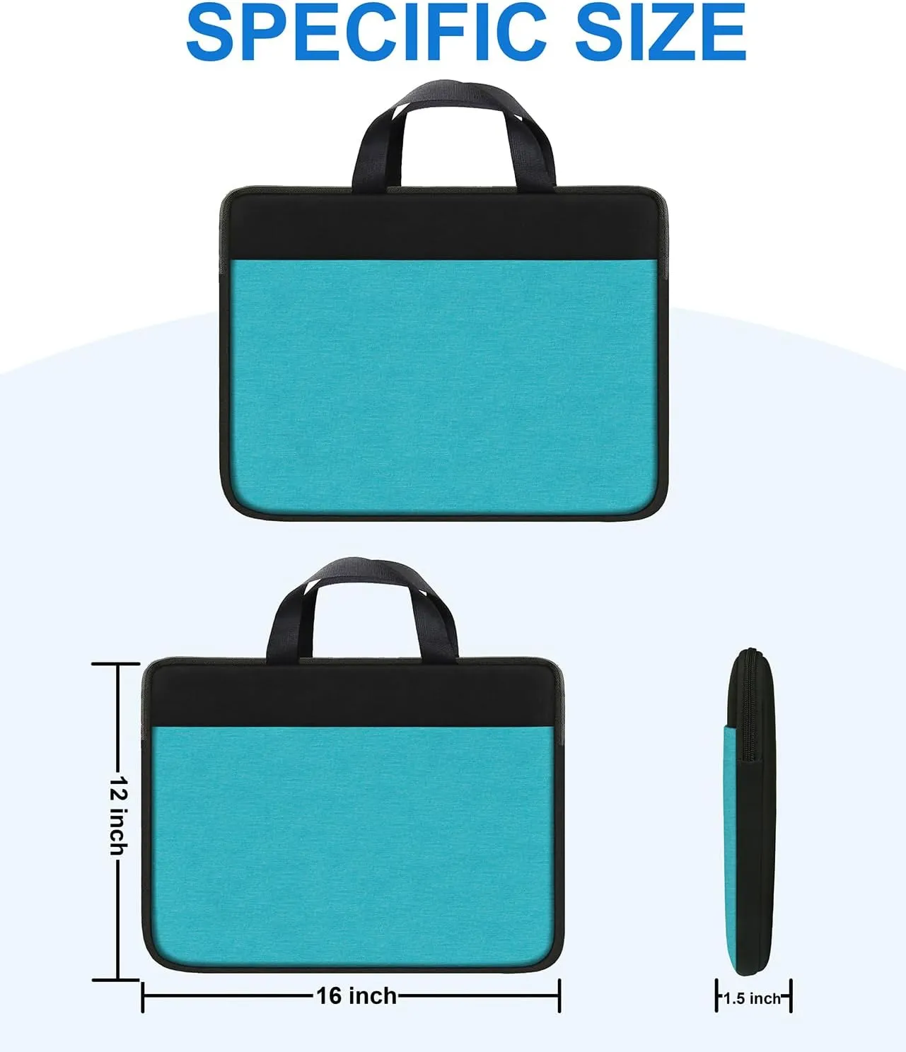 Laptop Sleeve Bag 15.6 inch, Travel Laptop Case Handbag Shockproof Protective Computer Cover Carrying Bag Briefcase for 15" 15.6" HP Asus Acer Dell Lenovo Laptop Notebook Ultrabook, (Black/Sky blue)