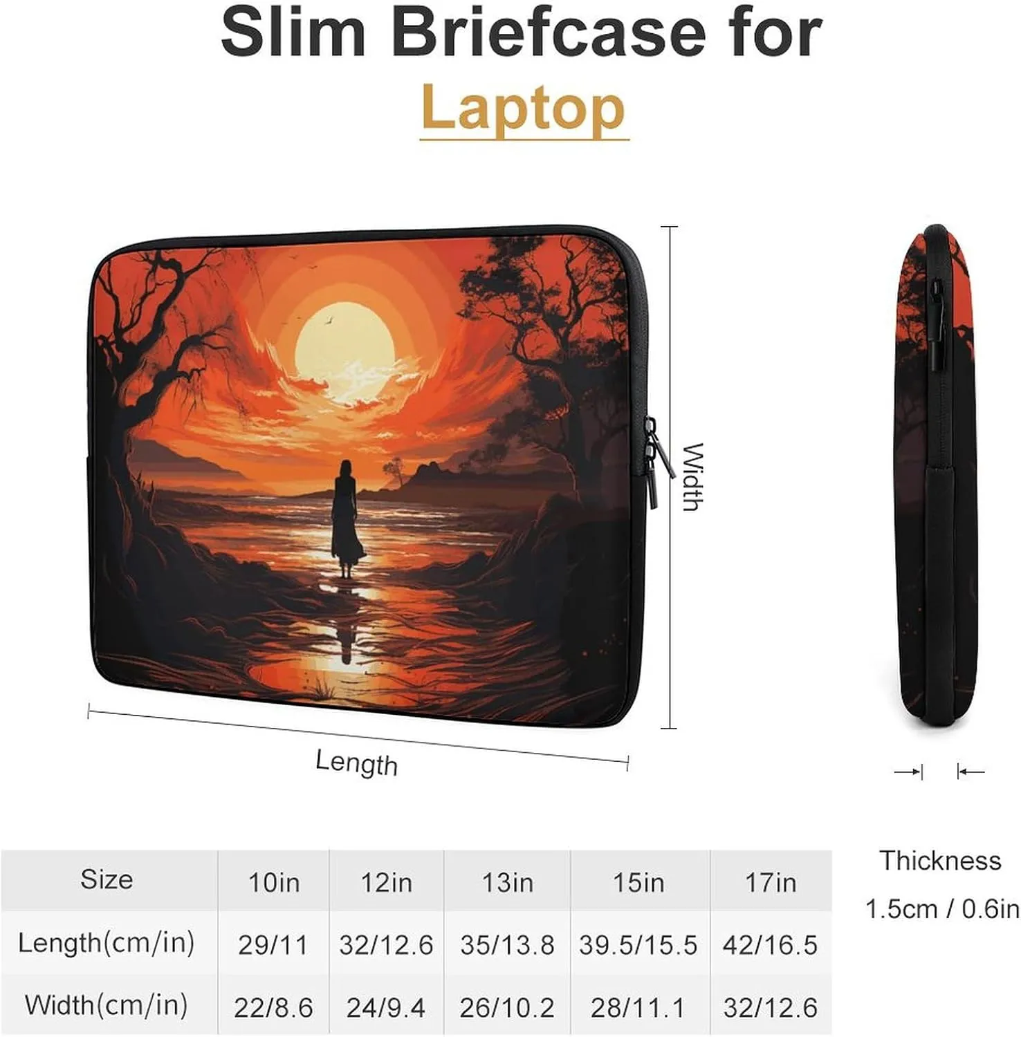 Laptop Sleeve Bag 15inch Slim Computer Carrying Bag Flowing Silhouette Laptop Protective Case Briefcase Handbag