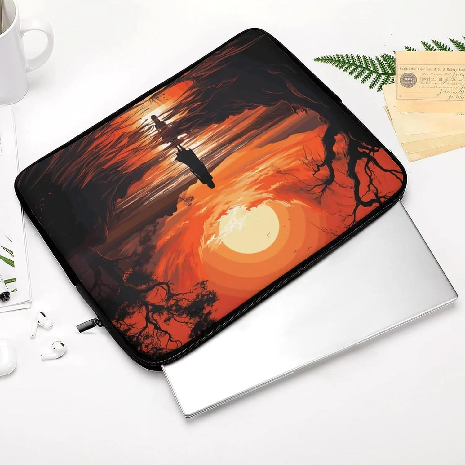 Laptop Sleeve Bag 15inch Slim Computer Carrying Bag Flowing Silhouette Laptop Protective Case Briefcase Handbag