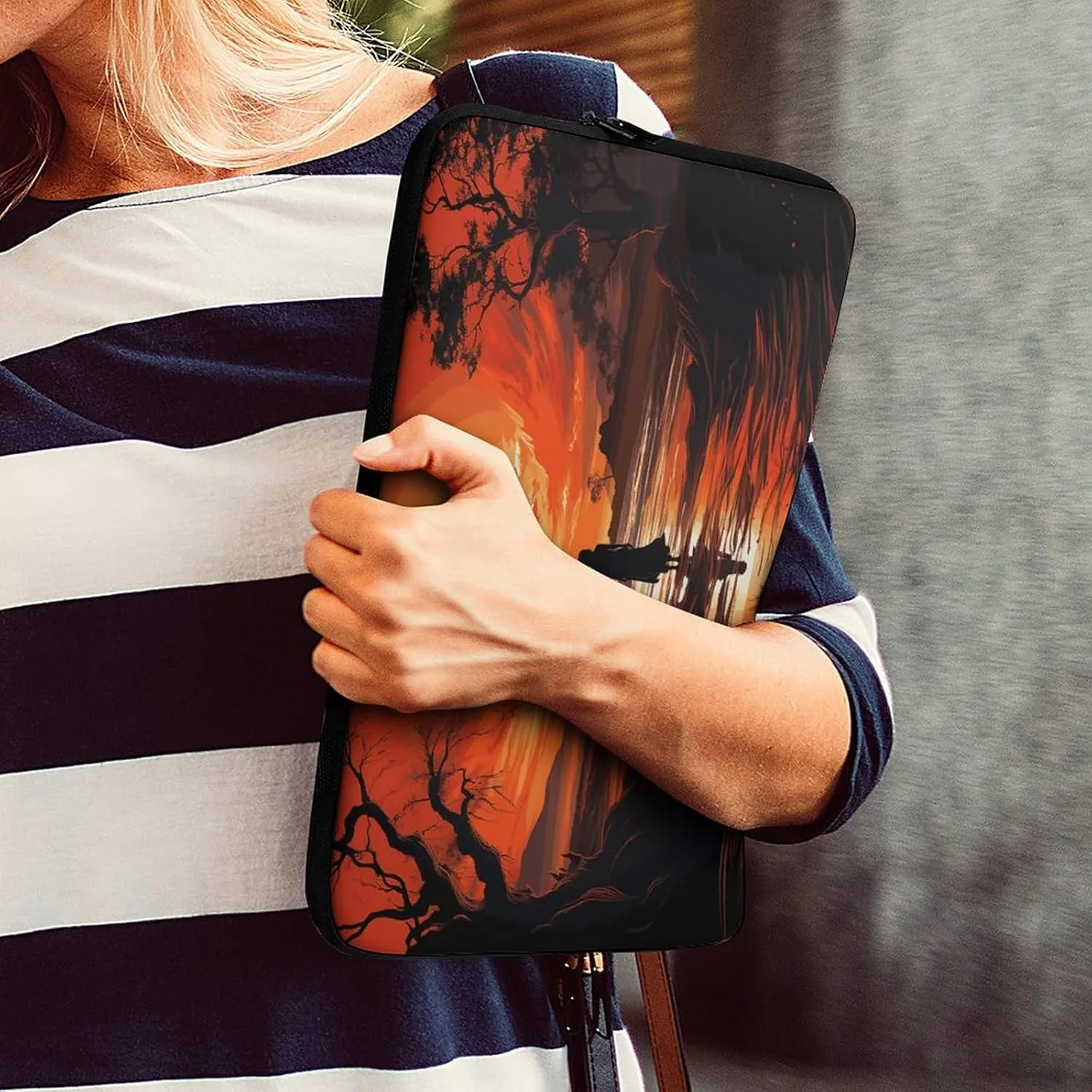 Laptop Sleeve Bag 15inch Slim Computer Carrying Bag Flowing Silhouette Laptop Protective Case Briefcase Handbag