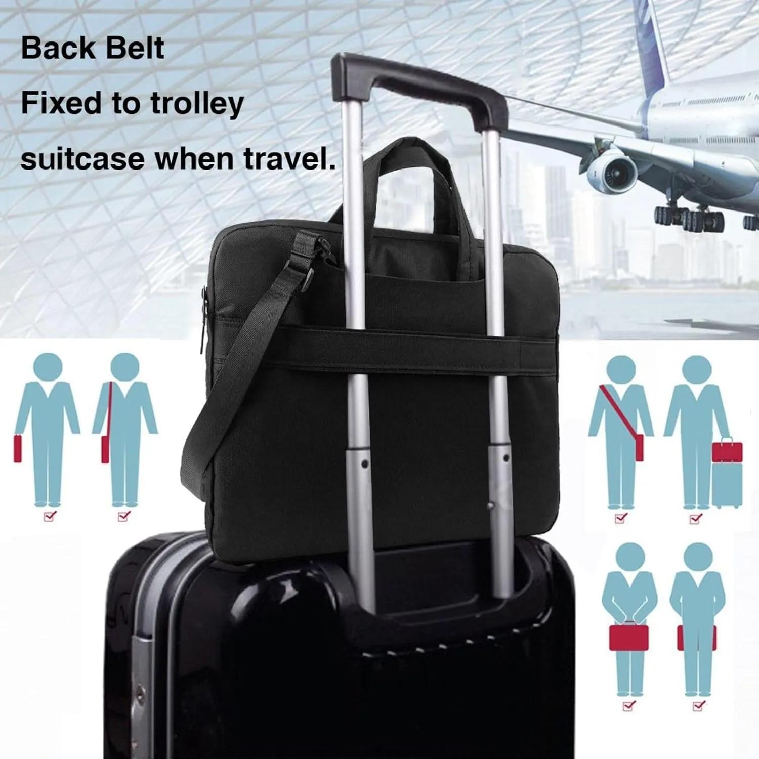 Laptop Sleeve Bag Shockproof Notebook Case Beach Flamingo Computer Carrying Case with Shoulder Strap 14 inch