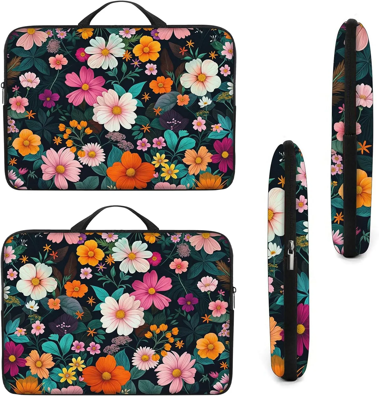 Laptop Sleeve Bag with Handle Computer Protective Soft Cover Case for 14 Inch 13 Inch Laptop,Colored Daisies
