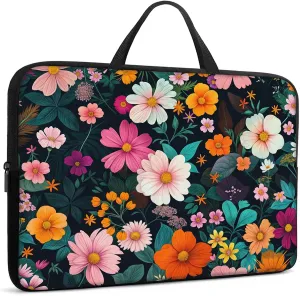 Laptop Sleeve Bag with Handle Computer Protective Soft Cover Case for 14 Inch 13 Inch Laptop,Colored Daisies
