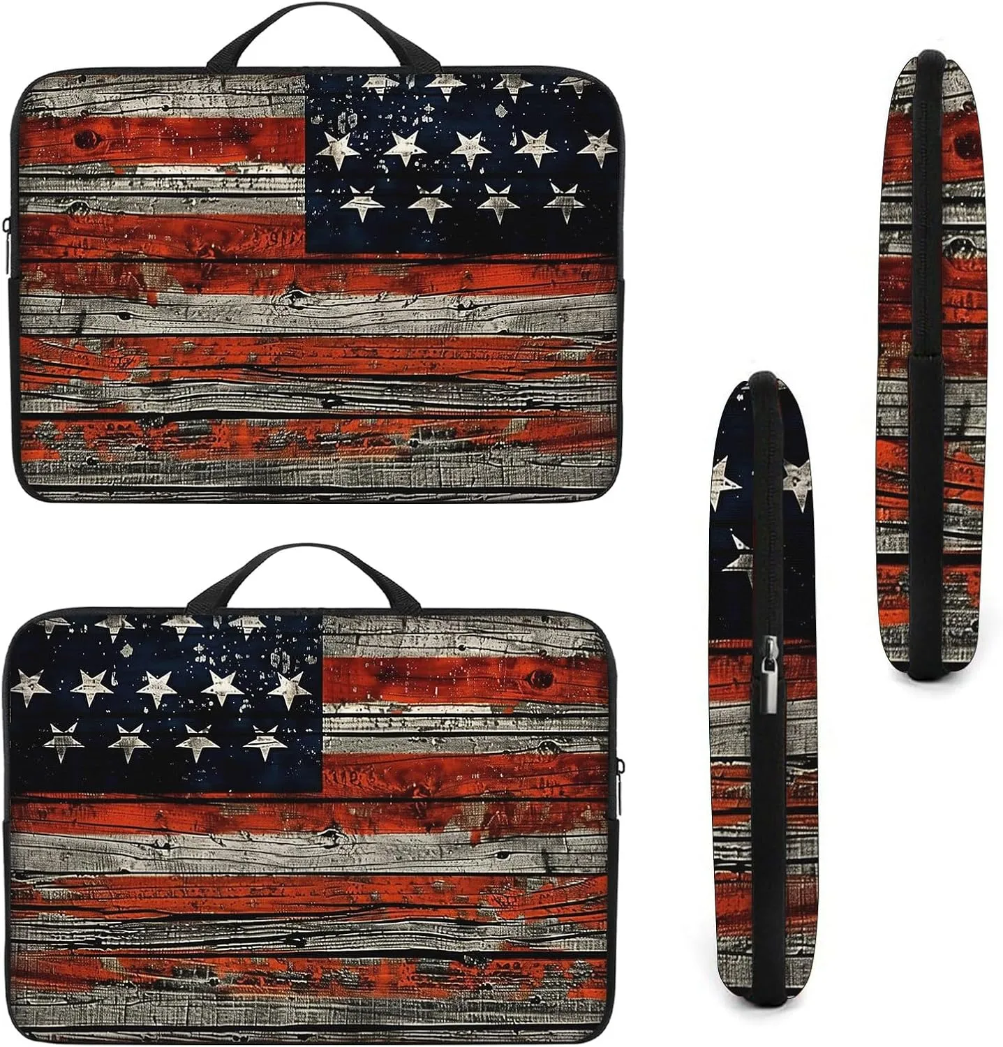 Laptop Sleeve Bag with Handle Computer Protective Soft Cover Case for 14 Inch 13 Inch Laptop,Wood Flag