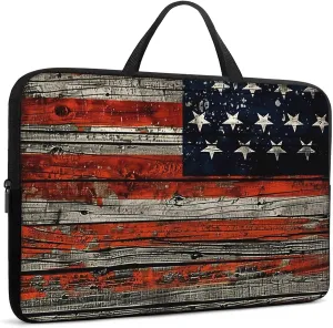 Laptop Sleeve Bag with Handle Computer Protective Soft Cover Case for 14 Inch 13 Inch Laptop,Wood Flag