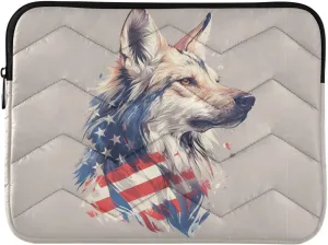 Laptop Sleeve Case 13-14 Inch Concise Travel Laptop Sleeve Bag African Wild Dog 4th of July Independence Day for Computer fundas para