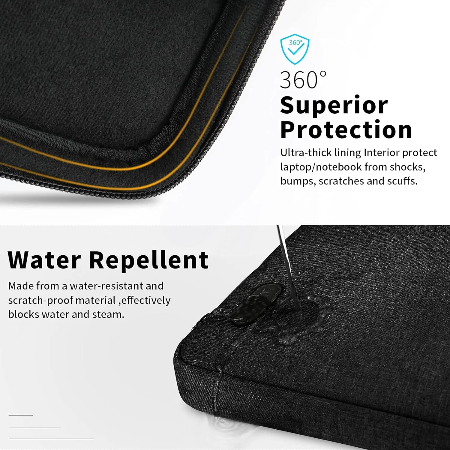 Laptop Sleeve Case 15-15.6 Inch Waterproof Business Computer Carrying Case Portable Handle Briefcase Bag Compatible with 15.6 Inch MacBook Air/Pro 15-15.6 Inch HP Samsung Notebook Black