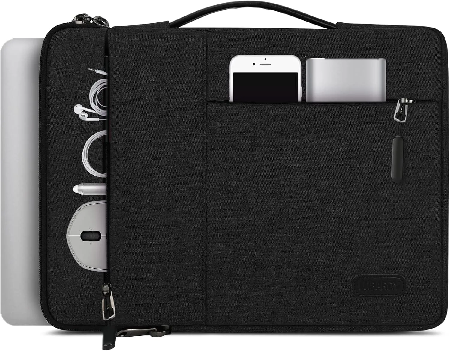 Laptop Sleeve Case 15-15.6 Inch Waterproof Business Computer Carrying Case Portable Handle Briefcase Bag Compatible with 15.6 Inch MacBook Air/Pro 15-15.6 Inch HP Samsung Notebook Black