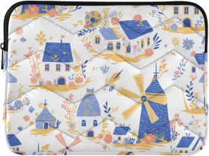 Laptop Sleeve Case 15-16 Inch Classical Laptop Case Bag Windmill Peach Blue Computer Sleeve with Zipper for Laptop Computer