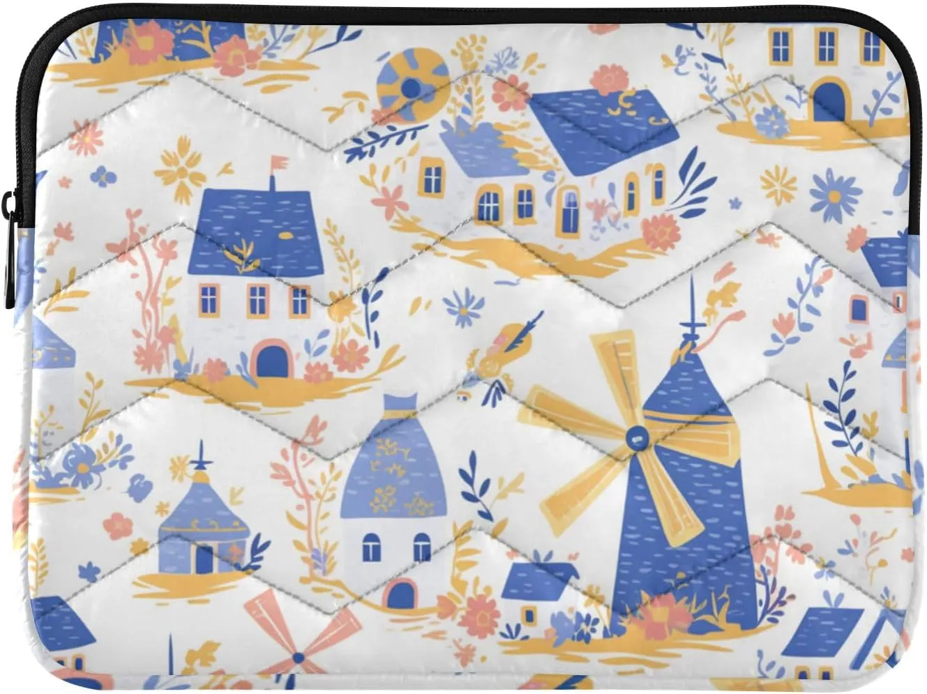 Laptop Sleeve Case 15-16 Inch Classical Laptop Case Bag Windmill Peach Blue Computer Sleeve with Zipper for Laptop Computer