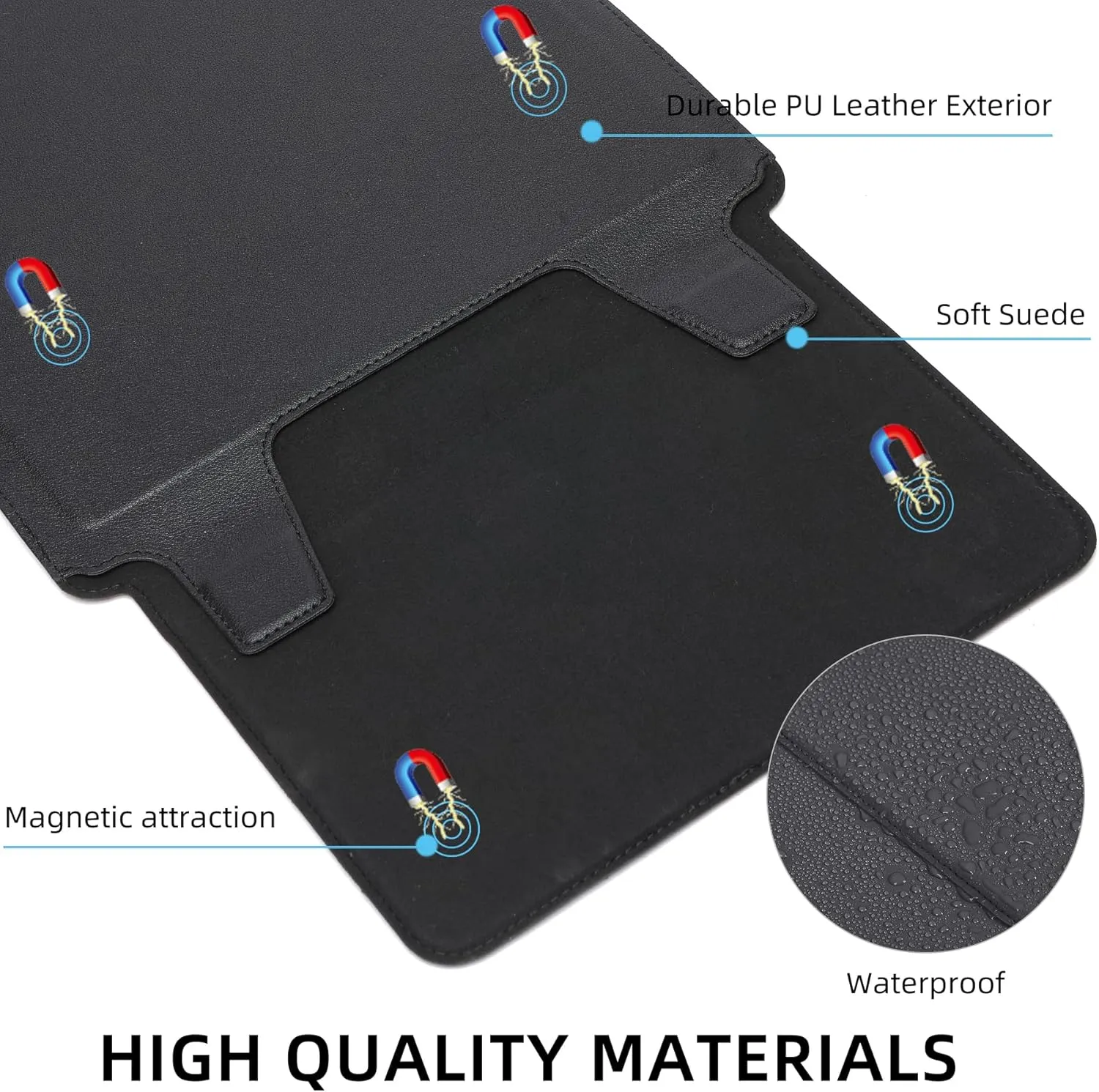 Laptop Sleeve Case with Stand and Mouse Pad 15-16 Inch Laptop Case Chromebook Sleeve Leather Protective Cover for MacBook Pro/Air Dell HP Lenovo ThinkPad Samsung Asus Acer LG Laptops