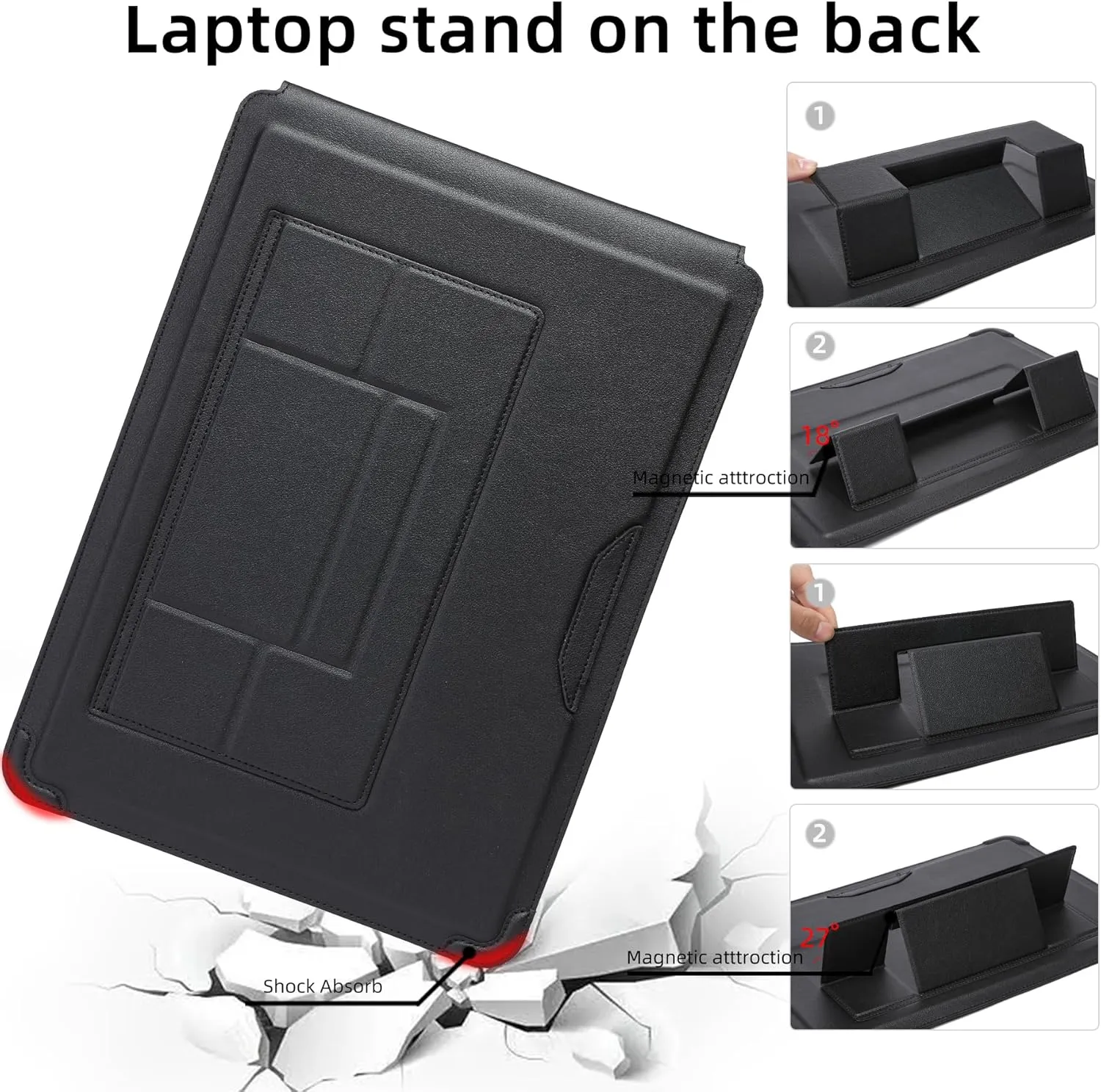 Laptop Sleeve Case with Stand and Mouse Pad 15-16 Inch Laptop Case Chromebook Sleeve Leather Protective Cover for MacBook Pro/Air Dell HP Lenovo ThinkPad Samsung Asus Acer LG Laptops