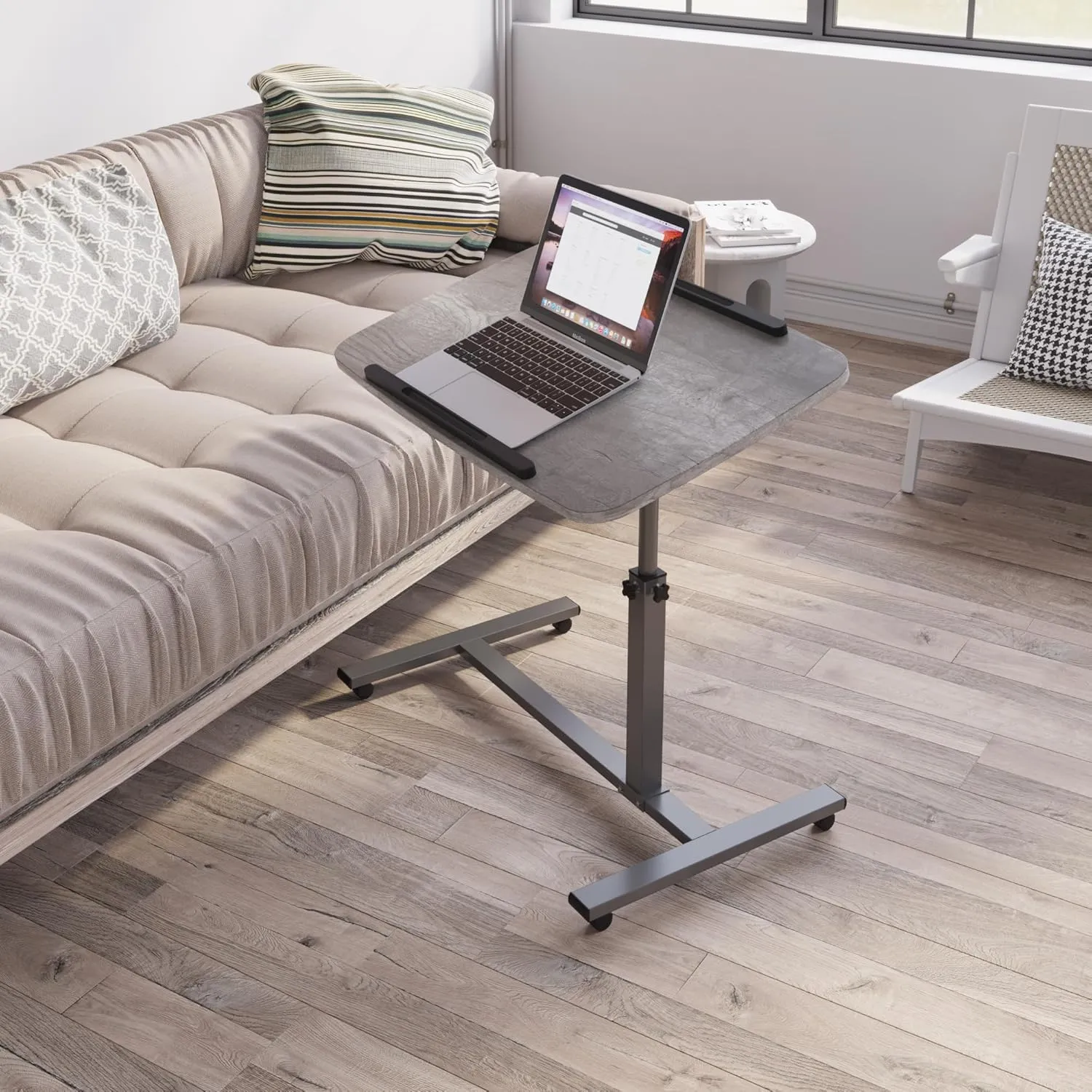 Laptop Table Mobile Adjustable Height Portable Desk Notebook Swivel PC Computer Rolling Desk with Wheels, Laptop Stand for Couch Bedside Hospital Bed Table