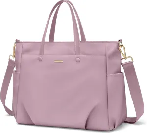Laptop Tote Bag 15.6 Inch, Computer Shoulder Bag Large Work Tote Bag for Women, Laptop Carrying Case Stylish Handbag for Business Travel (Pinkish Purple)