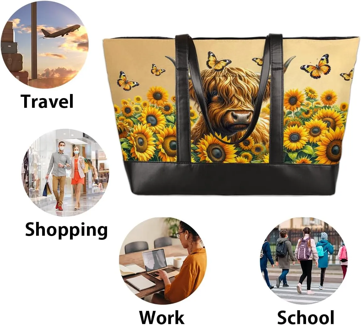 Laptop Tote Bag for Women Girls Large Canvas Shoulder Bag