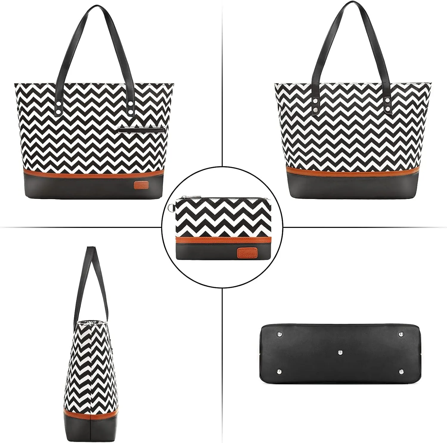 Laptop Tote Bag for Women Large Canvas Womens Briefcase Waterproof Computer Bag Work Bags for Women Fits 15.6 inch Laptop