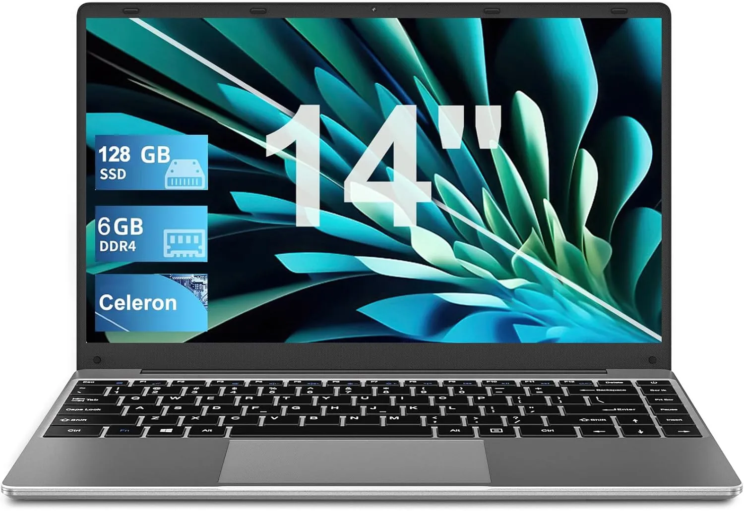 Laptop Win 11 14" 6GB 128GB SSD Support 1TB SSD Expand Celeron N4020(Up to 2.8Ghz) Dual-Core 1920x1080 FHD Dual WiFi BT4.2 Webcam with Cooling Fan for Work Study Entertainment-Gray