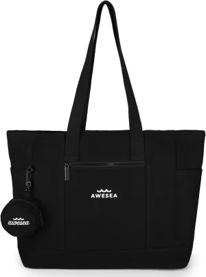 Large Canvas Tote Bag for Women - Durable Tote bags with interior Pocket and Zipper perfect for Travel and Daily Use