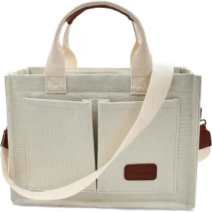 Large Canvas Tote Bag for Women Work Tote Bags with Pockets Laptop Crossbody Purses Everyday Bag Handbags for Travel