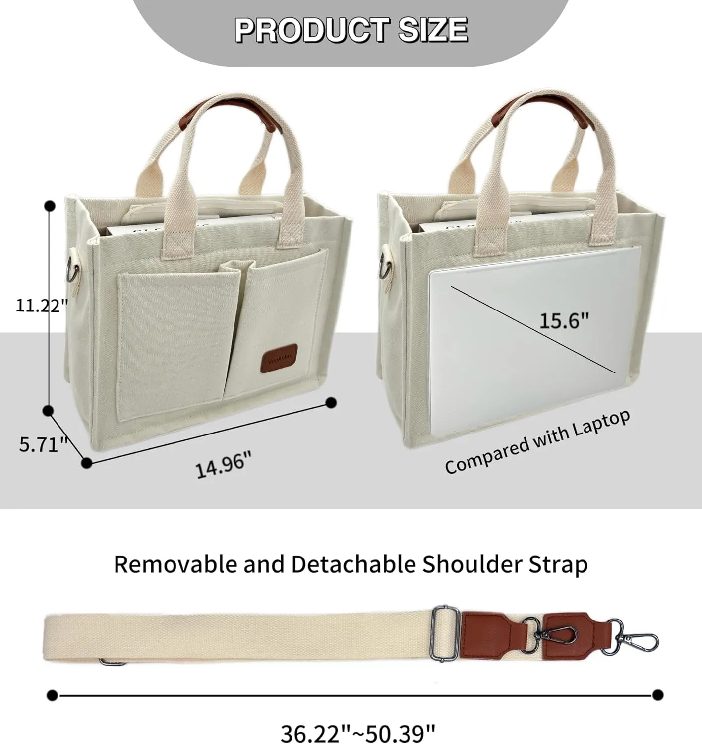 Large Canvas Tote Bag for Women Work Tote Bags with Pockets Laptop Crossbody Purses Everyday Bag Handbags for Travel