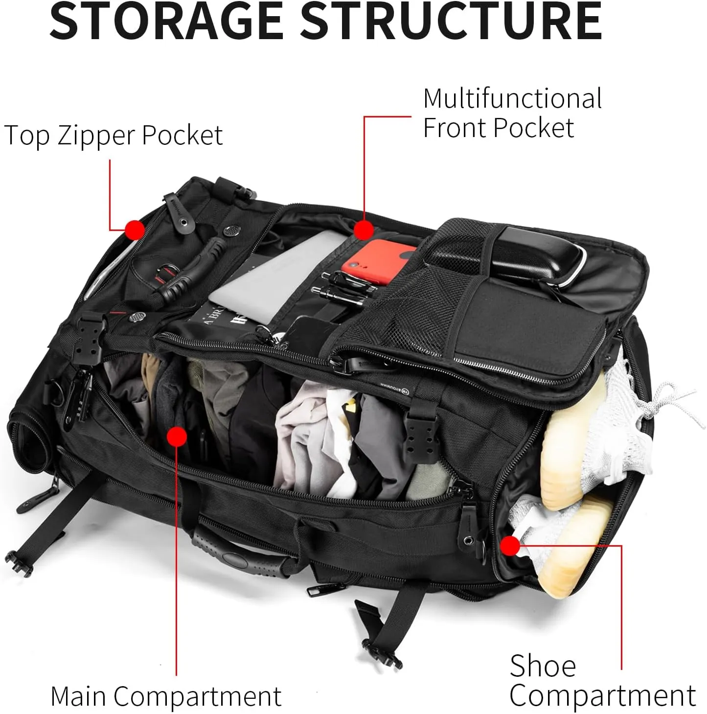 Large Capacity For Travel Hiking Sports Carry On Backpack Durable Convertible Duffle Bag Laptop airplane