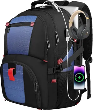 Large Laptop Backpack, 50L Travel Flight Approved Backpack for Women Men, Big Capacity Travel TSA Carry On Computer Bag, 17 Inch Weekender College Business Backpack for Him, Dark Blue