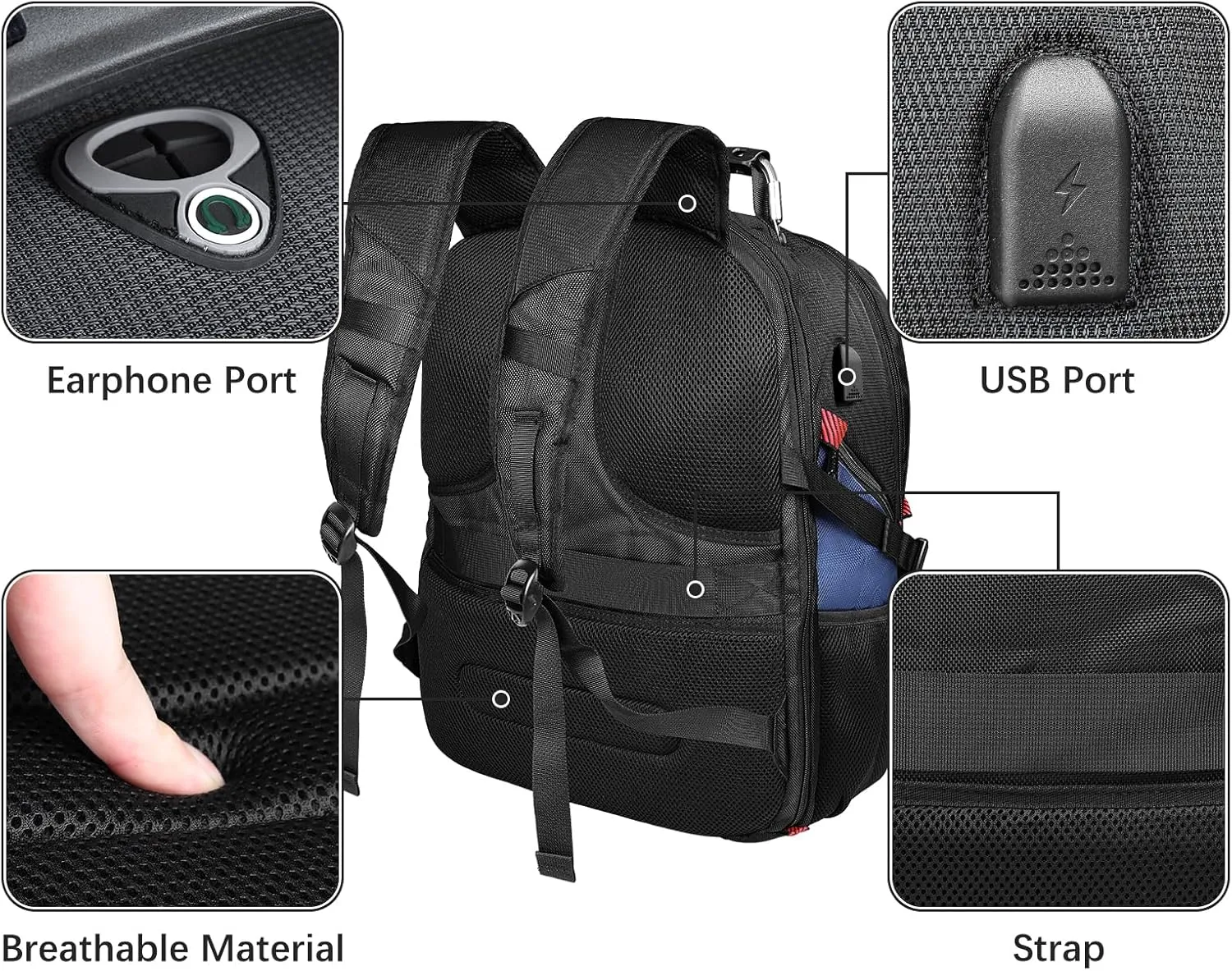 Large Laptop Backpack, 50L Travel Flight Approved Backpack for Women Men, Big Capacity Travel TSA Carry On Computer Bag, 17 Inch Weekender College Business Backpack for Him, Dark Blue