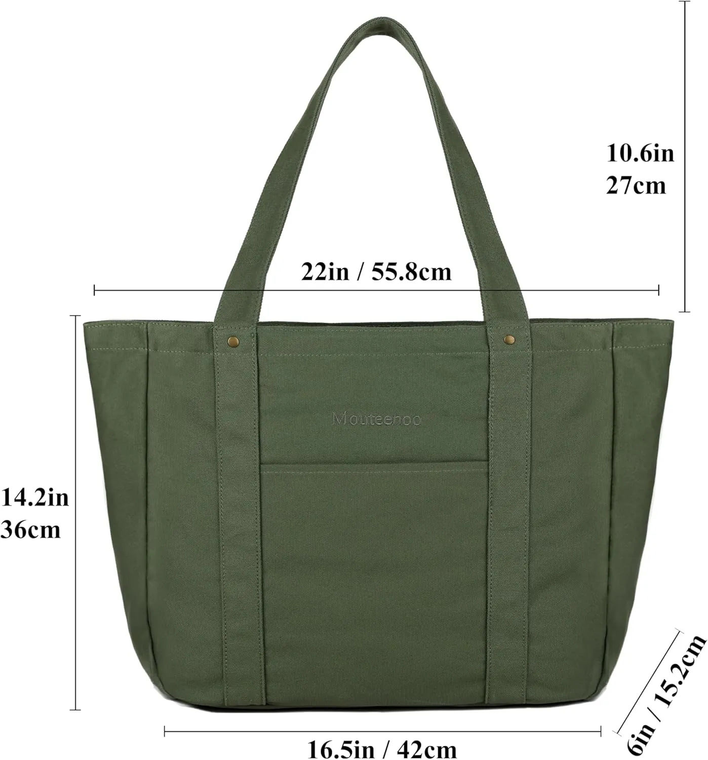 Large Tote Bag for Women with Zipper Closure and Laptop Compartment Canvas Shoulder Bag for Work Holiday and Travel