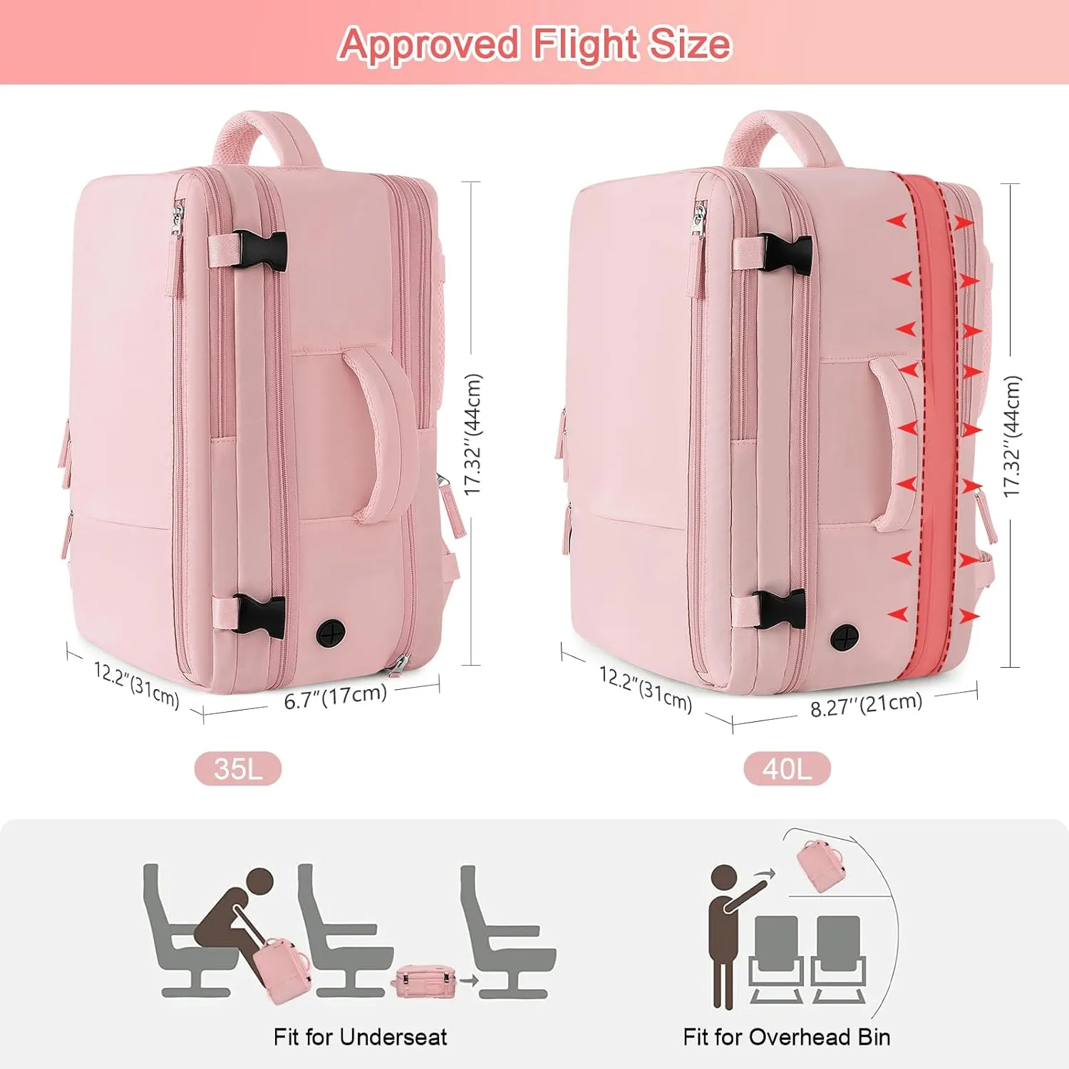 Large Travel Backpack for Women, 40L Carry On Backpack, 17 Inch Laptop Waterproof Backpack, College Bookbag, Backpack for Women, as Person Item Flight Approved