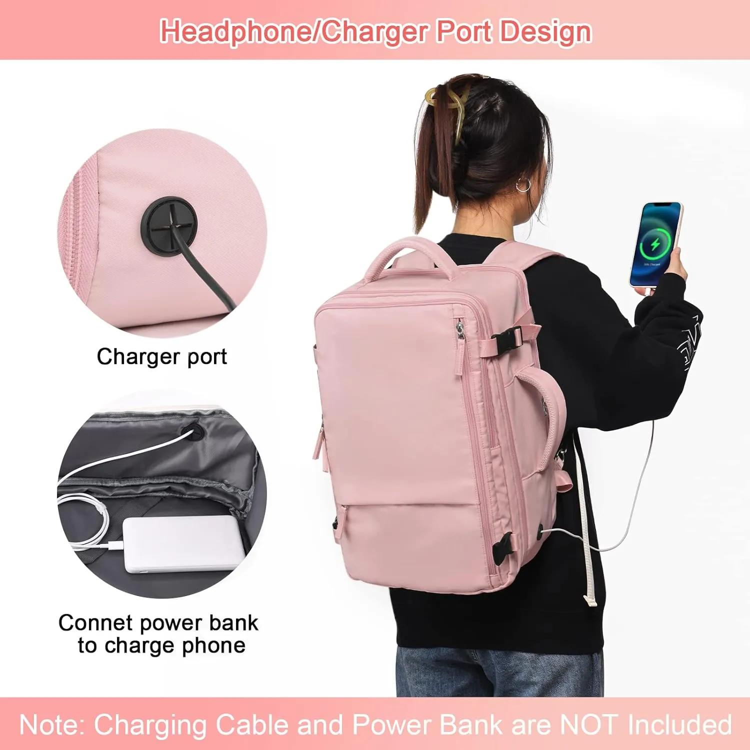 Large Travel Backpack for Women, 40L Carry On Backpack, 17 Inch Laptop Waterproof Backpack, College Bookbag, Backpack for Women, as Person Item Flight Approved