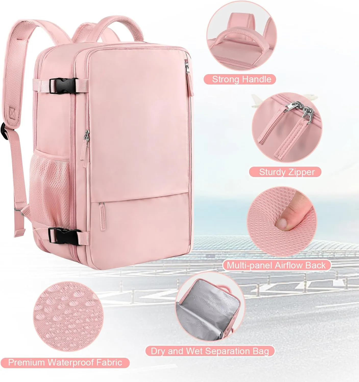 Large Travel Backpack for Women, 40L Carry On Backpack, 17 Inch Laptop Waterproof Backpack, College Bookbag, Backpack for Women, as Person Item Flight Approved
