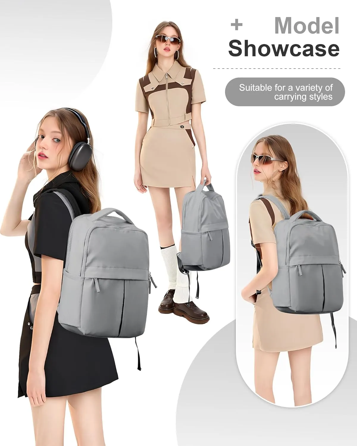 Large Travel Backpack For Women Laptop Backpack Carry On Backpack For Airplanes College Backpacks For Women Men Waterproof Gym Work Backpack For Travel Grey