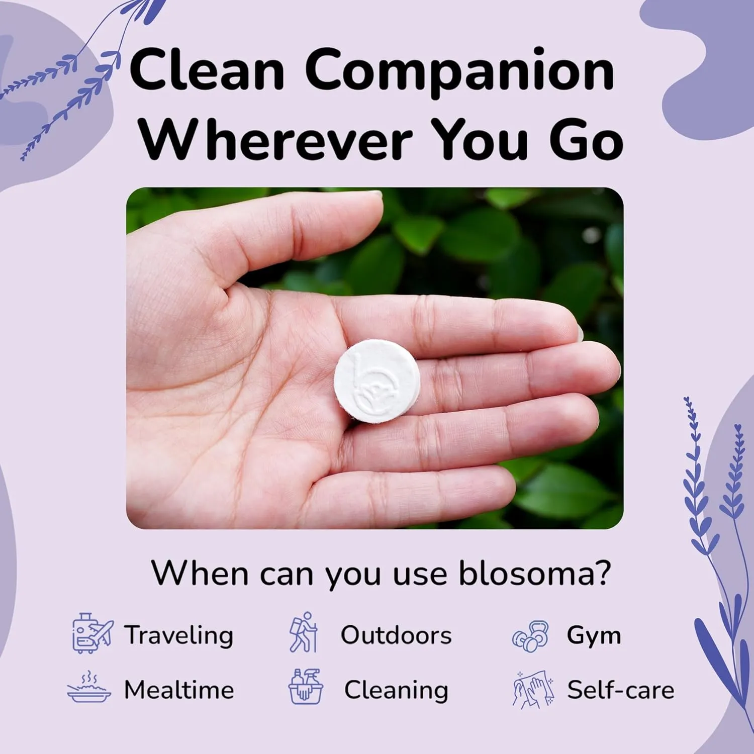 Lavender Compressed Towel Tablets – Disposable Cotton, Instant Expandable water activated Face Towels, Travel-Friendly, Biodegradable Moisturizing Towels for Camping and Outdoors Pack of 50
