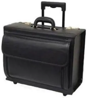 Leather Wheeled Catalog Case, Black
