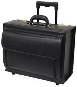Leather Wheeled Catalog Case, Black