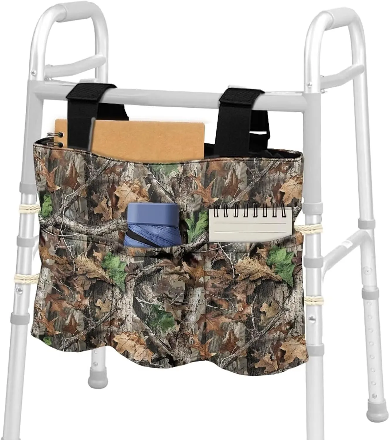 LedBack Walker Bag Large Capacity Organizer Carry Storage Pouch for Seniors Elderly, Tree Branches Leaves Removable Walker Accessories, Easy to Install