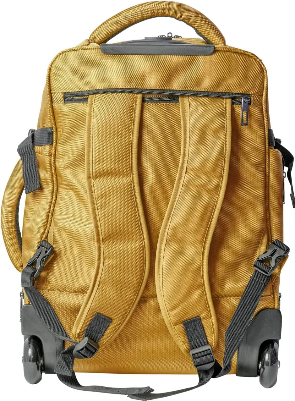 LeeDee Rolling Backpack, Wheeled backpack, Backpack with wheels, Business, Travel, Laptop, Carry-on luggage (Gold)