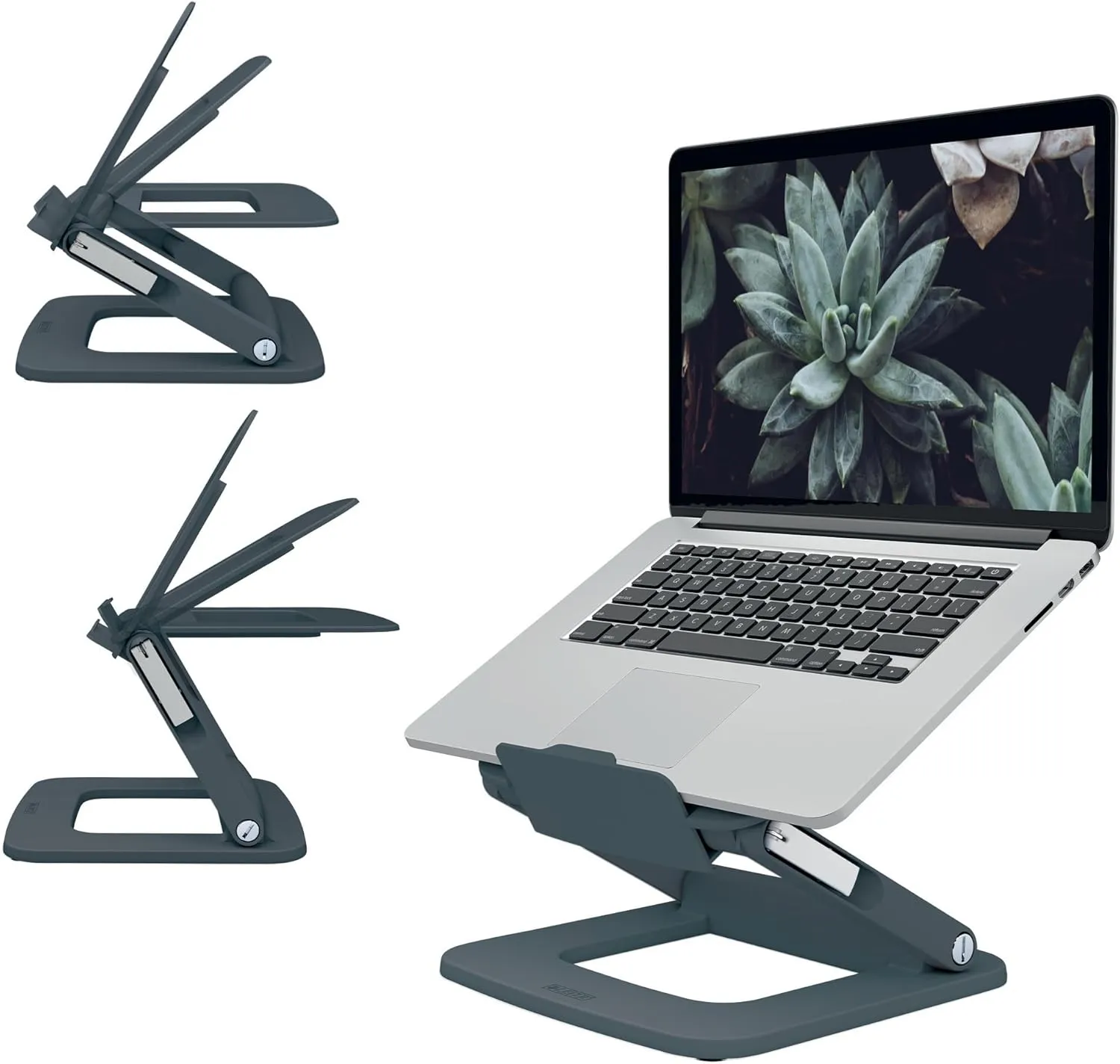 Leitz Height Adjustable Multi-Angle Laptop Stand, 80% Recycled Plastic, Six Pre-Set Height & Angle Combinations, Compact Footprint, 100% Recyclable, Ergo Range, Dark Grey, 64240089