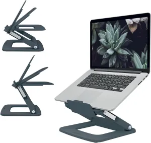Leitz Height Adjustable Multi-Angle Laptop Stand, 80% Recycled Plastic, Six Pre-Set Height & Angle Combinations, Compact Footprint, 100% Recyclable, Ergo Range, Dark Grey, 64240089