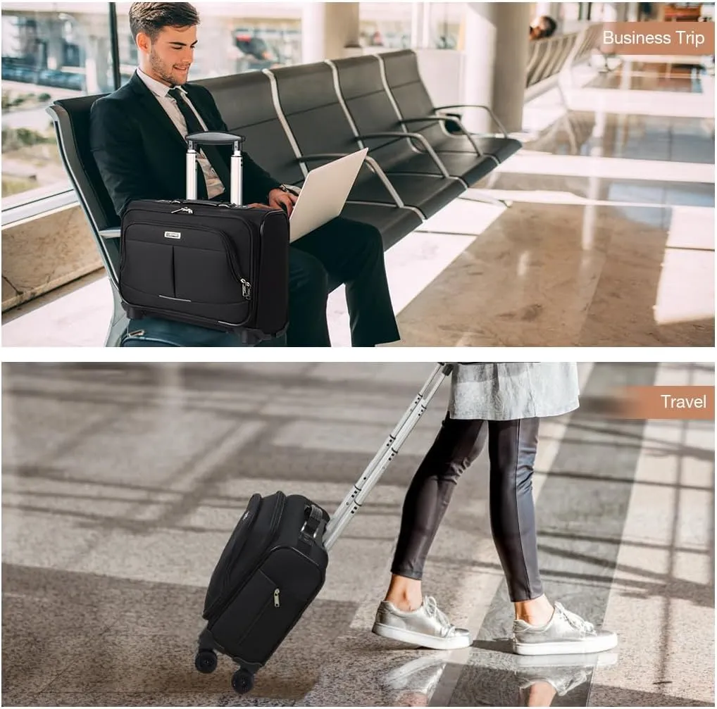 Lekebobor Rolling Laptop Bag with 6 Packing Cubes, Rolling Briefcase for Men Women Fits 15.6-17.3 Inch Laptop Briefcase on Wheels