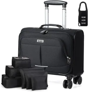 Lekebobor Rolling Laptop Bag with 6 Packing Cubes, Rolling Briefcase for Men Women Fits 15.6-17.3 Inch Laptop Briefcase on Wheels