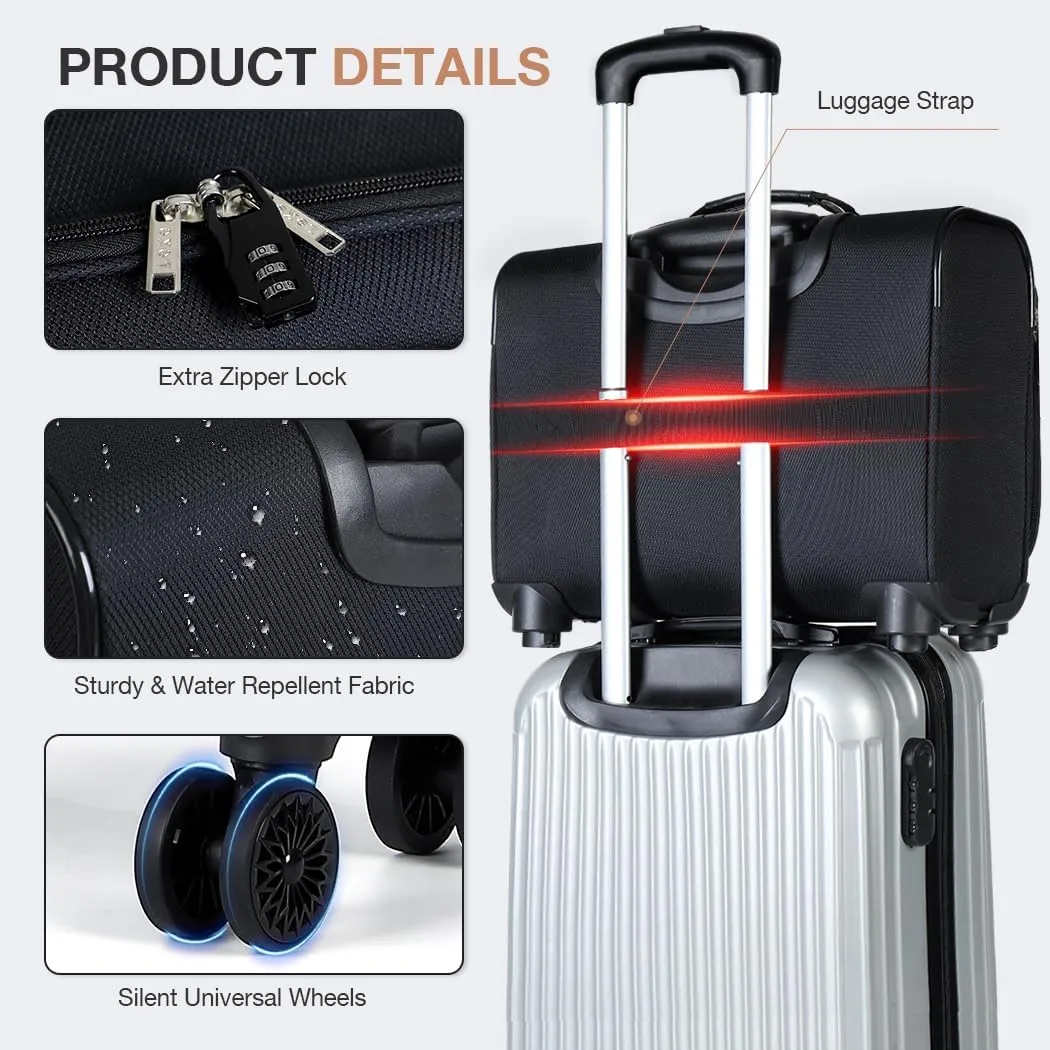 Lekebobor Rolling Laptop Bag with 6 Packing Cubes, Rolling Briefcase for Men Women Fits 15.6-17.3 Inch Laptop Briefcase on Wheels