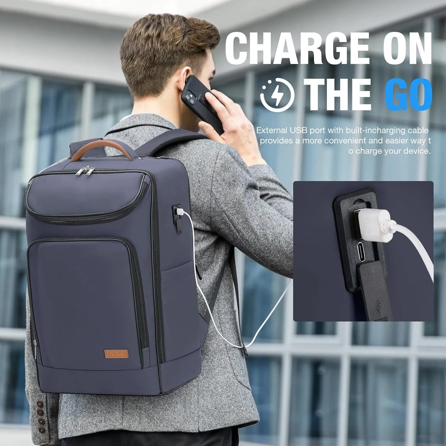 Lekebobor Travel Rolling Backpack, 18 inch Waterproof Bag with 360° Wheels for 15.6" Laptop, Convertible Airline Approved Travel Back Pack for Men & Women, Business, Commuter