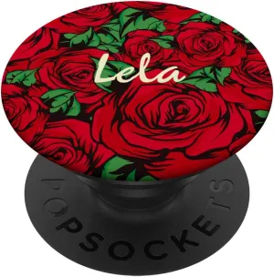 Lela - Floral Red Roses Personalized First Name PopSockets PopGrip: Swappable Grip for Phones & Tablets