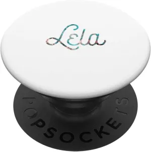 Lela - White Minimalist Teal Rose Personalized First Name PopSockets PopGrip: Swappable Grip for Phones & Tablets