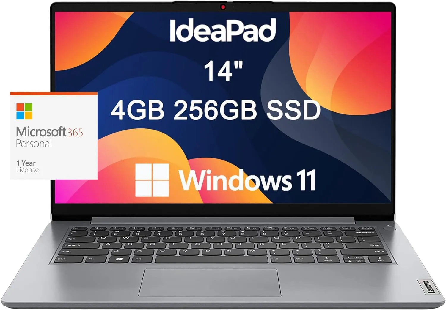 Lenovo Ideapad 1i Laptop (14" Anti-Glare Display, Intel Dual Core Processor, 4GB RAM, 256GB SSD), 1 Year Office 365, Student & Home, 720P Webcam w/Privacy Shutter, Wi-Fi 6, Win 11 Home in S, Grey